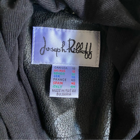 Joseph Ribkoff Faux Leather Vest with removable zippered scarf, black, 10 NEW - Picture 4 of 8